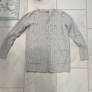 Lacoste Women's Light Gray Cable Knit Cardigan